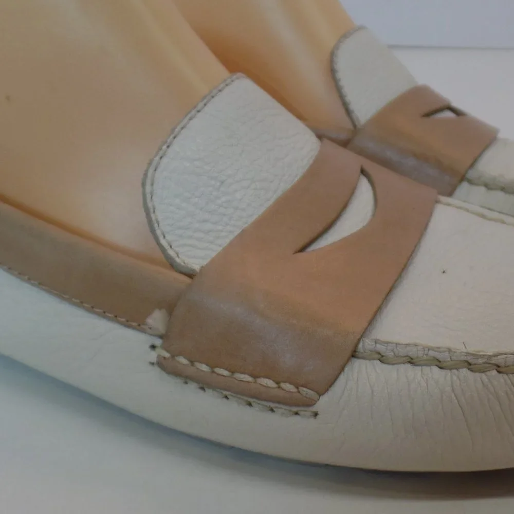 Cole Haan Air White & Tan Leather Slip on Driving Loafers Shoes Sz 9 #D39386 - Picture 2 of 16